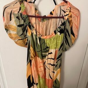 LOFT Multicolor Off-Shoulder Maxi Dress